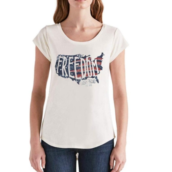 Lucky Brand Ladies' Graphic Tee  White - Picture 3 of 4